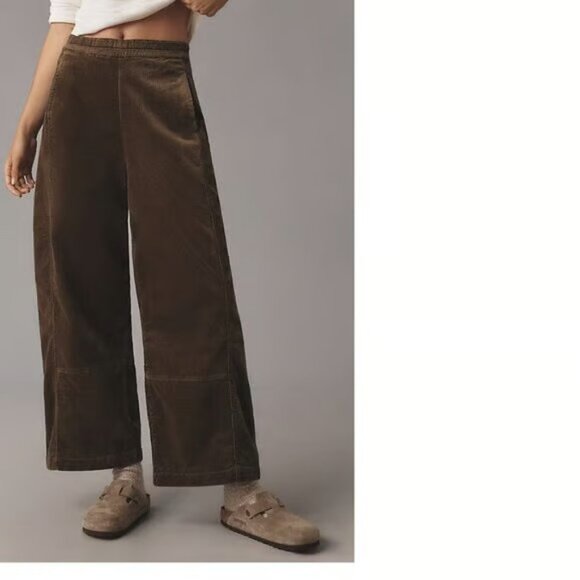 The Izzie Relaxed Pull-On Barrel Pants by Pilcro: Corduroy Edition MOSS XL - Picture 1 of 2